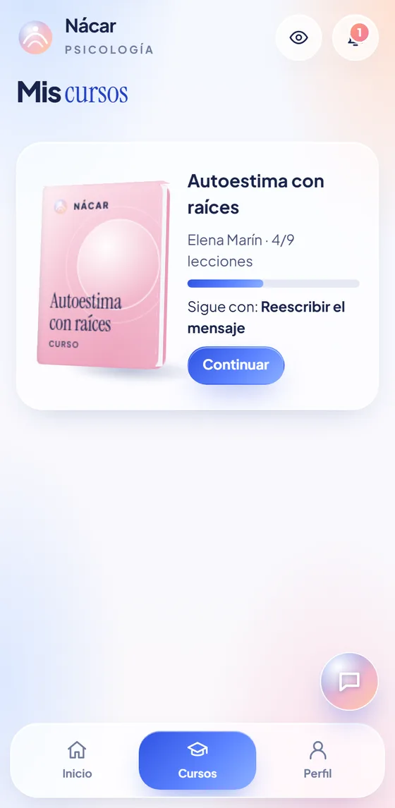 Curso de una alumna con su avance